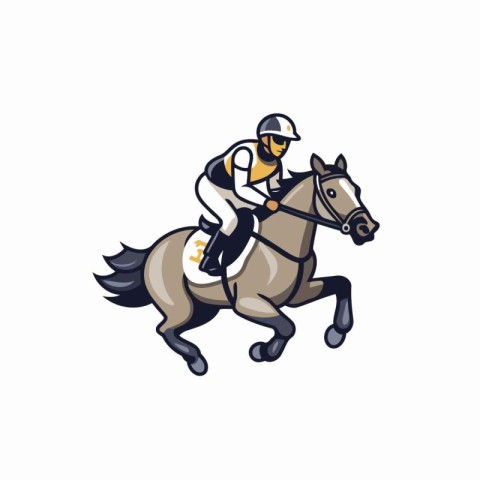 Horse race. jockey on gallop vector Illustration on a white back