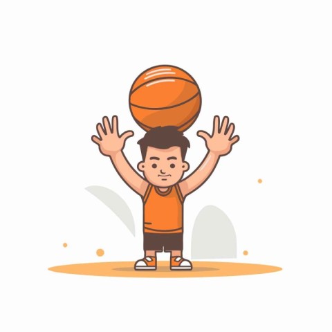 Cute little boy playing basketball isolated on white background.