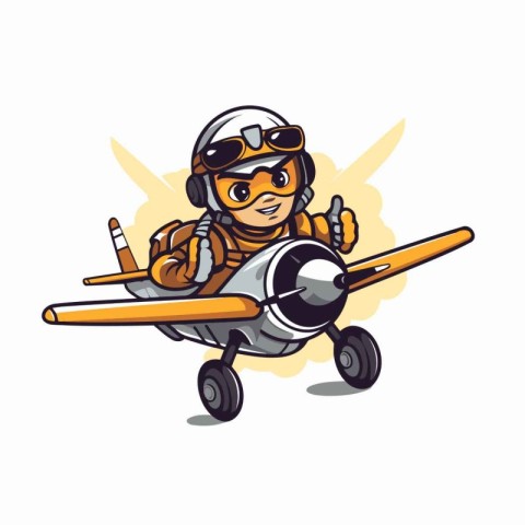 Spaceship Pilot Cartoon Mascot Character Design Vector Illustrat