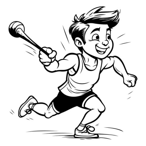 illustration of a badminton player running with a shuttlecock