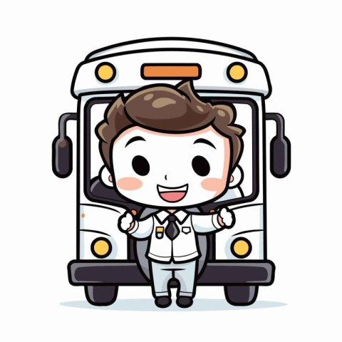 School bus driver - School bus driver cartoon mascot vector illu