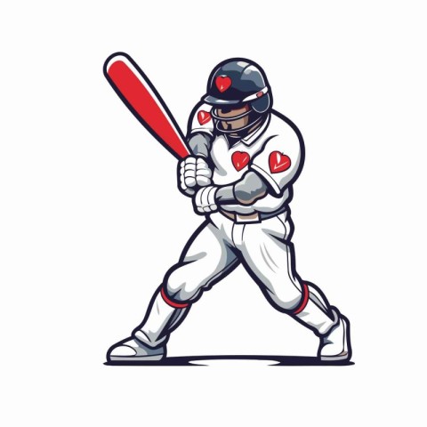 Baseball player with bat and ball. vector illustration isolated