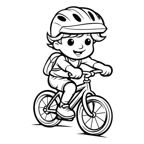 illustration of a boy on a bicycle on a white background.