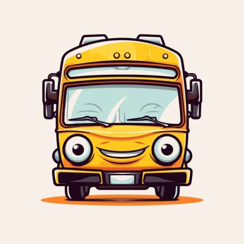 Cartoon school bus. Vector illustration of a school bus characte