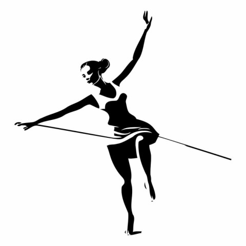 Silhouette of ballerina. Vector illustration on white background