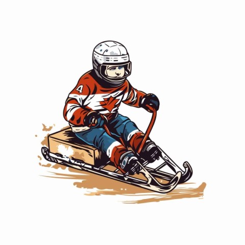 Mountain biker riding a snowmobile. sketch vector graphics color