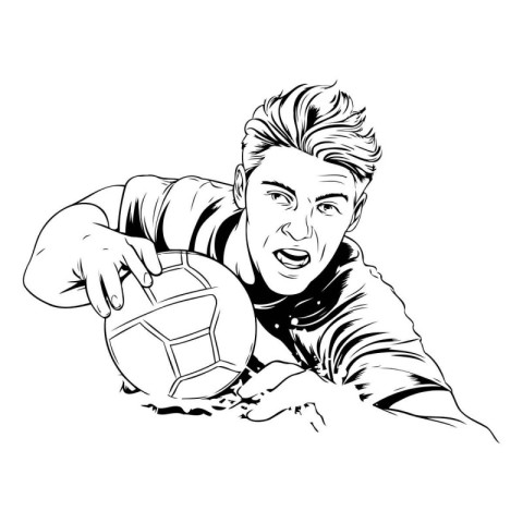 Soccer player with ball. Vector illustration ready for vinyl cut