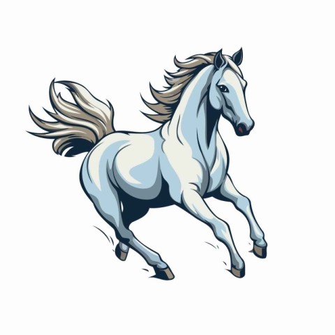 White horse isolated on white background. Vector illustration fo