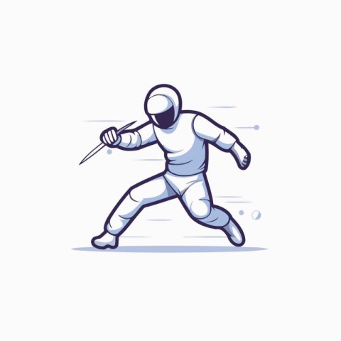 Astronaut with a sword in his hand. Vector illustration.