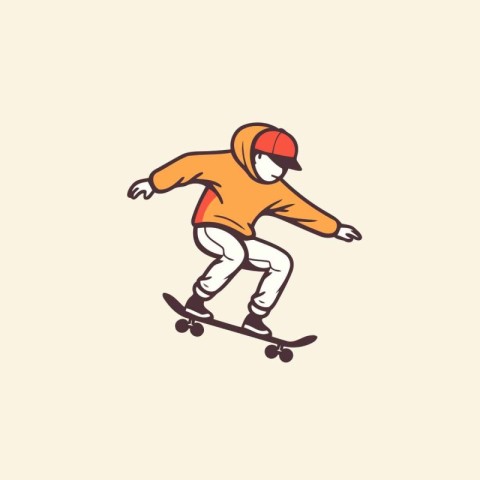 Skateboarder. Vector illustration in doodle style.