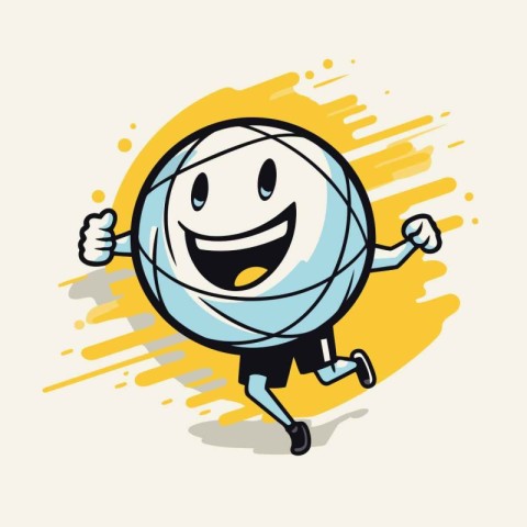 Vector illustration of a cartoon volleyball player running with