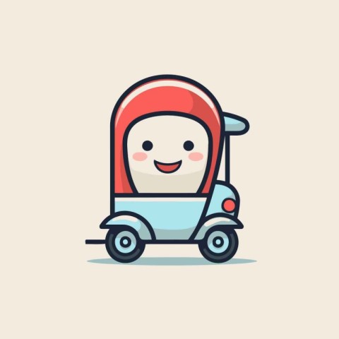 Cute cartoon baby riding a scooter. Vector flat illustration.