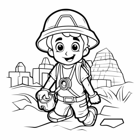 Fireman - Coloring Book for Children. Vector Illustration.