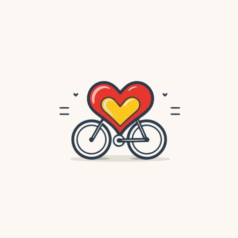 Bicycle with heart icon. Love concept. Flat design. Vector illus