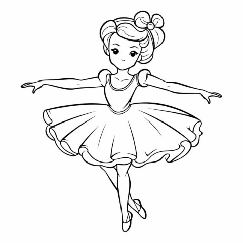 Cute little ballerina in a tutu. Vector illustration.