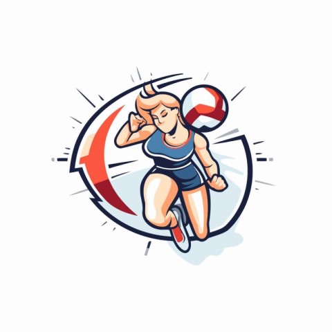 Female volleyball player with ball. Volleyball player. Vector il