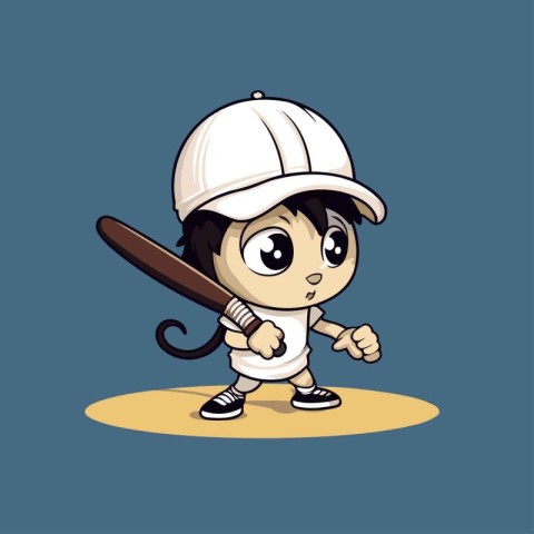 Cricket player cartoon character with baseball bat and helmet ve