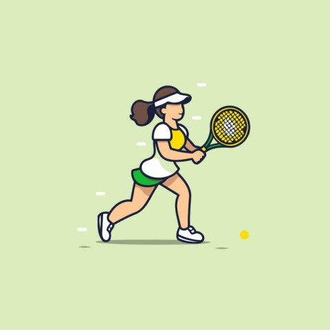 Tennis player with racket and ball. Flat style vector illustrati