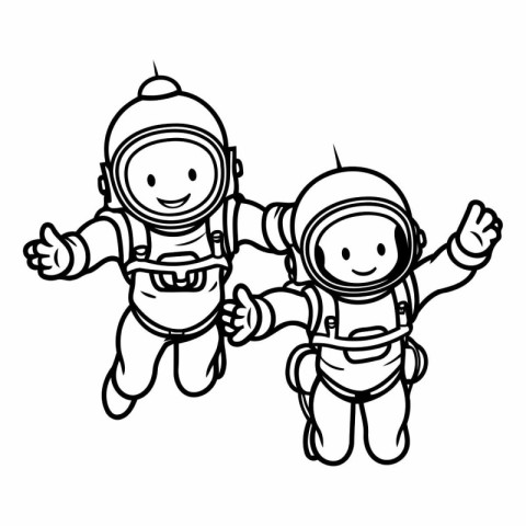 Coloring book for children: Astronaut boy and girl on white back