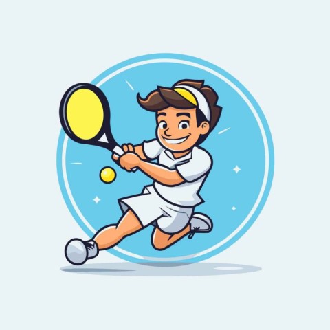 Tennis player. Cartoon illustration of tennis player vector masc