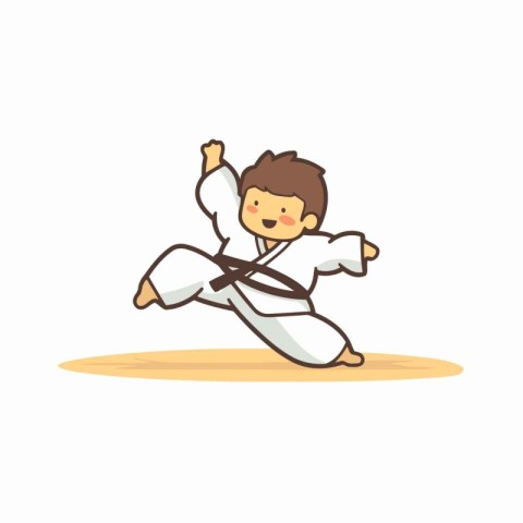 Karate boy in kimono vector Illustration on a white background