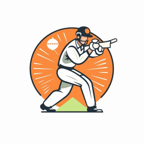 Cricket player hitting the ball with a bat. vector illustration