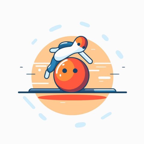 Bowling ball and skittles icon. Vector illustration in flat styl