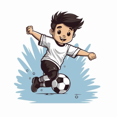 Soccer player kicking the ball. Vector illustration isolated on