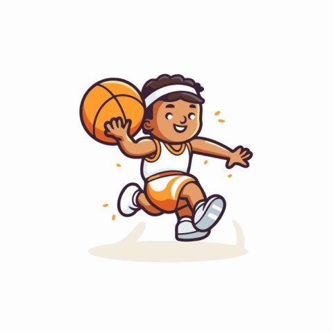 Cartoon basketball player with ball. isolated on white backgroun