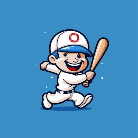 Baseball Player Cartoon Mascot Character Vector Illustration Des