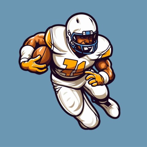 American football player running with ball. Vector illustration