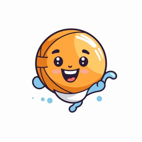 Cute basketball ball cartoon character vector Illustration on a