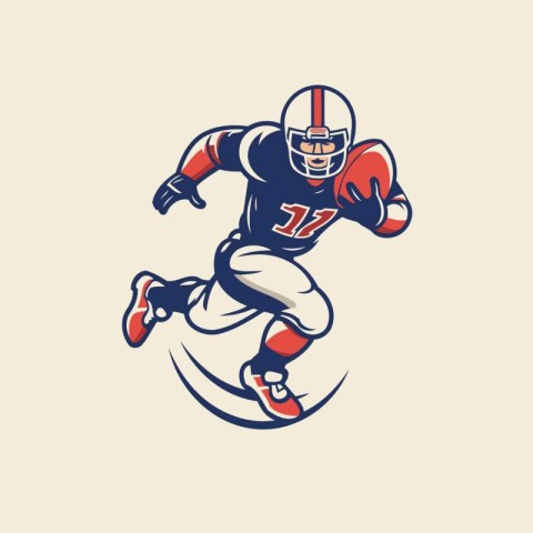 American football player jumping for the ball. Vector illustrati