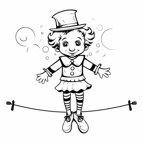 Cartoon illustration of a circus clown balancing on a tightrope.