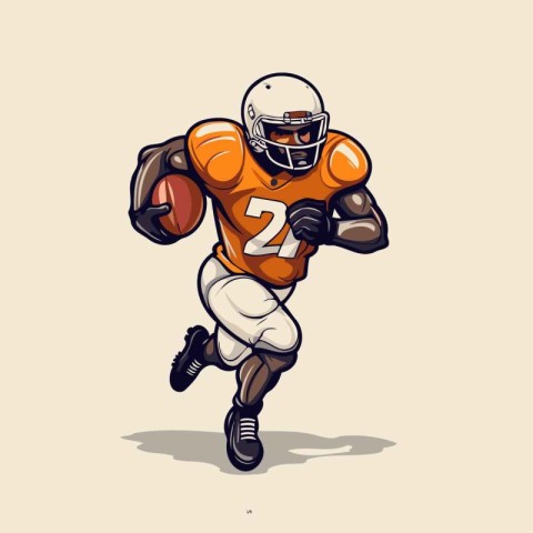 American football player in orange uniform running with ball. ve