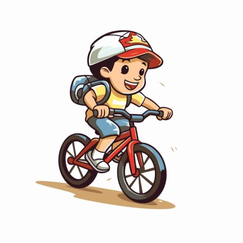 Boy riding a bike. Vector illustration of a boy on a bicycle.