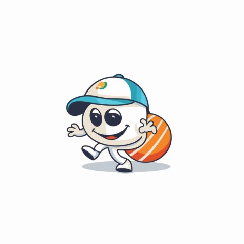 Cartoon character design of orange ball as a sailor with cap. Ve