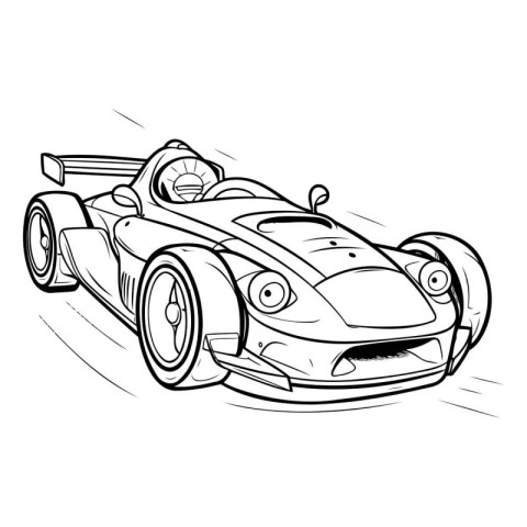 Sketch of a vintage race car. Hand drawn vector illustration