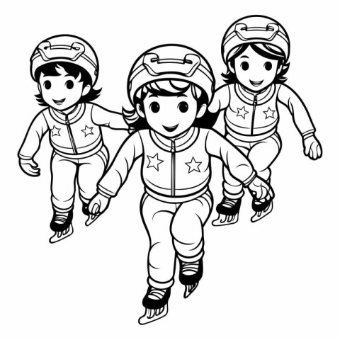 Children in spacesuit. Coloring book for children. Vector illust