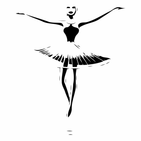 Ballet ballerina silhouette on white background. Vector illustra