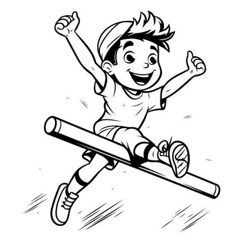 Boy jumping on a skateboard. Vector illustration ready for vinyl