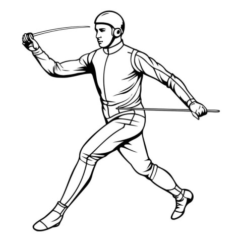 Fencing player with a sword. Vector illustration of a fencing at