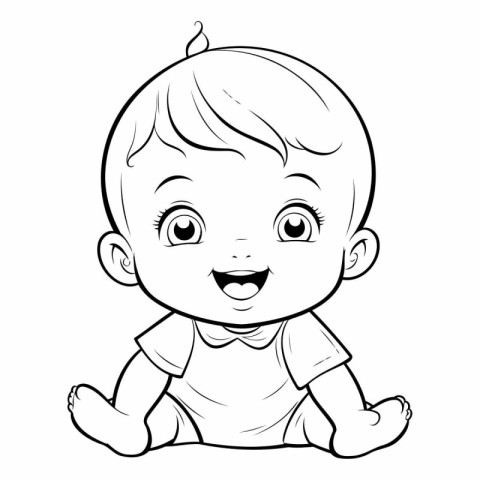 Cute little baby boy smiling. Vector illustration for coloring b