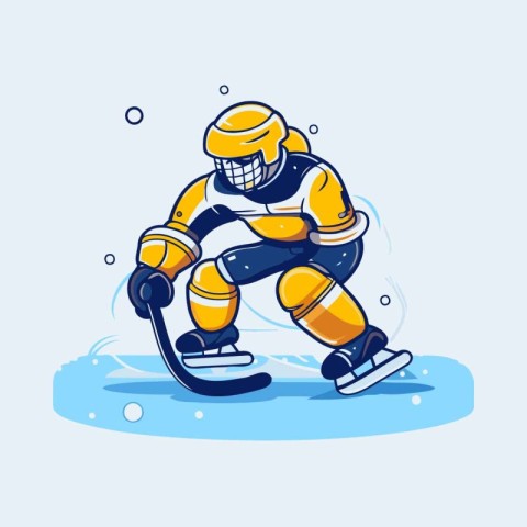 Ice hockey player. Vector illustration of ice hockey player on i