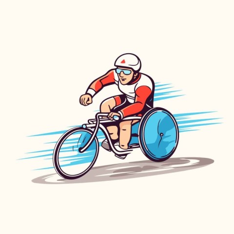 Cyclist riding a bicycle. Vector illustration of a man in a whee