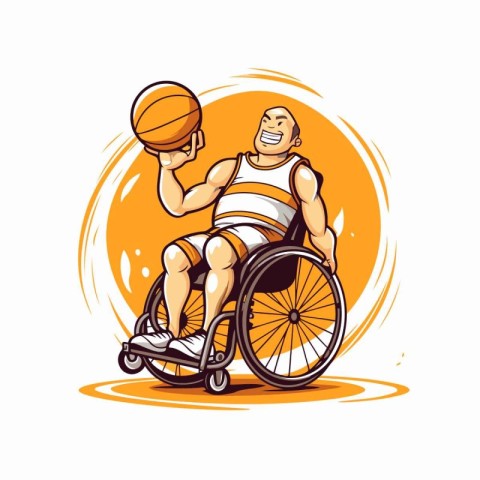 Man in a wheelchair playing basketball. Vector illustration of a