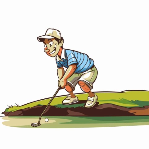 Golfer playing golf. Vector illustration of a golfer playing gol