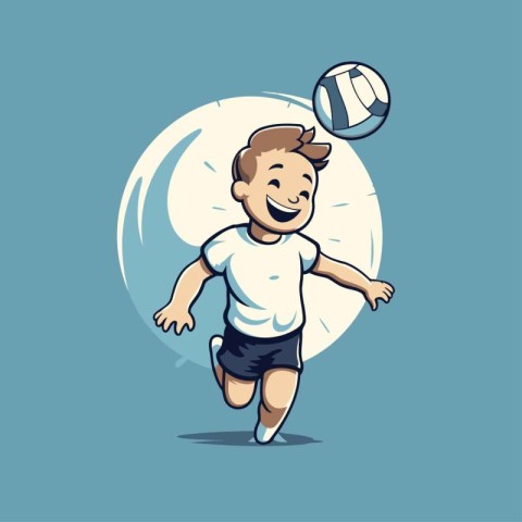 Vector illustration of a boy playing volleyball isolated on a bl