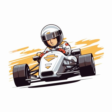 Kart race driver. Vector illustration of a kart racer.