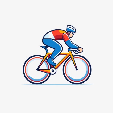 Cyclist riding a bike. Vector illustration in flat style.